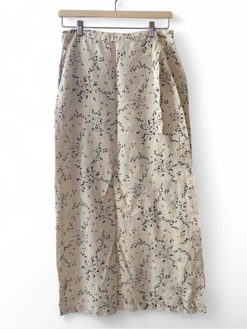 JohnPaulRichard Floral Linen Maxi Wrap Skirt Size M